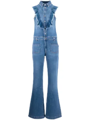 red jean jumpsuit