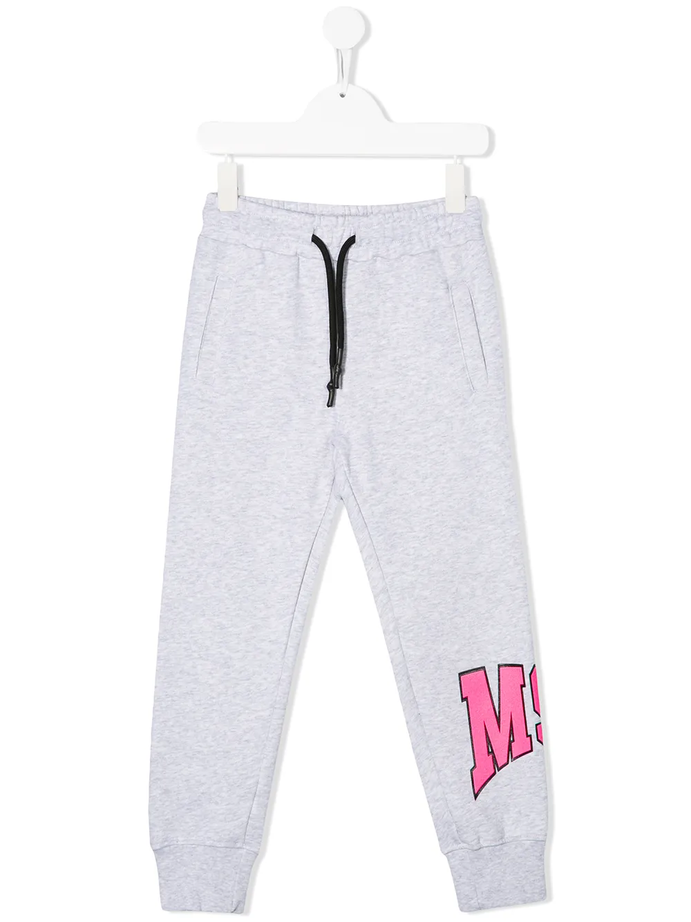 Msgm Kids' Embroidered Logo Track Trousers In Grey