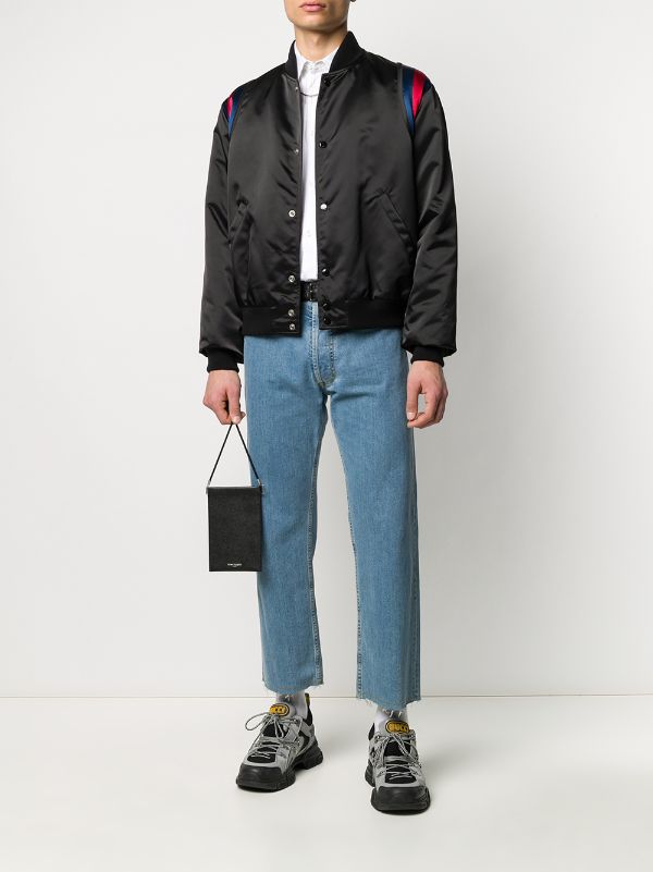 Gucci Web-collar Leather Bomber Jacket - Farfetch