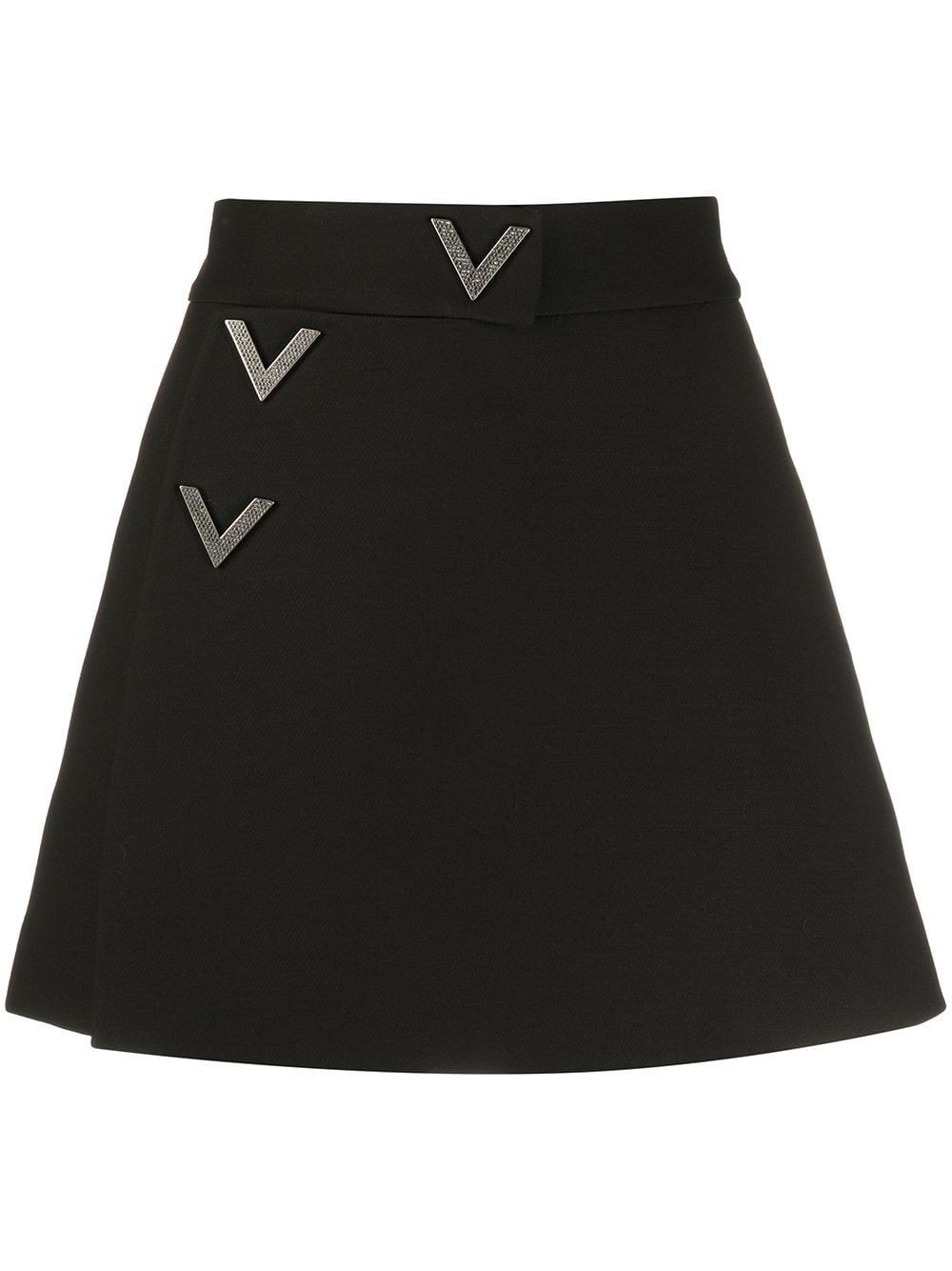 VALENTINO CRYSTAL-EMBELLISHED V BUTTONS SKORTS