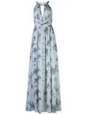 Marchesa Notte Bridesmaids chiffon open back bridesmaid gown - Blue