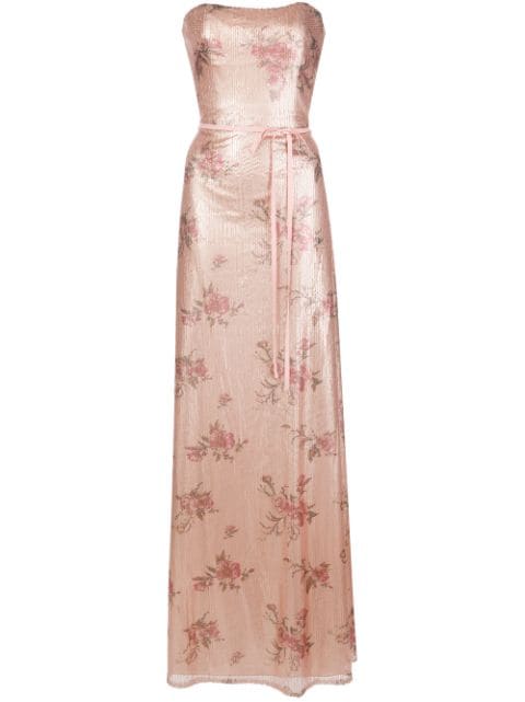 Marchesa Notte Bridesmaids vestido con lentejuelas y estampado floral