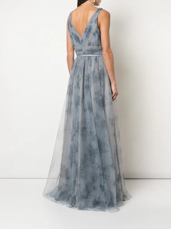 gray floral bridesmaid dress