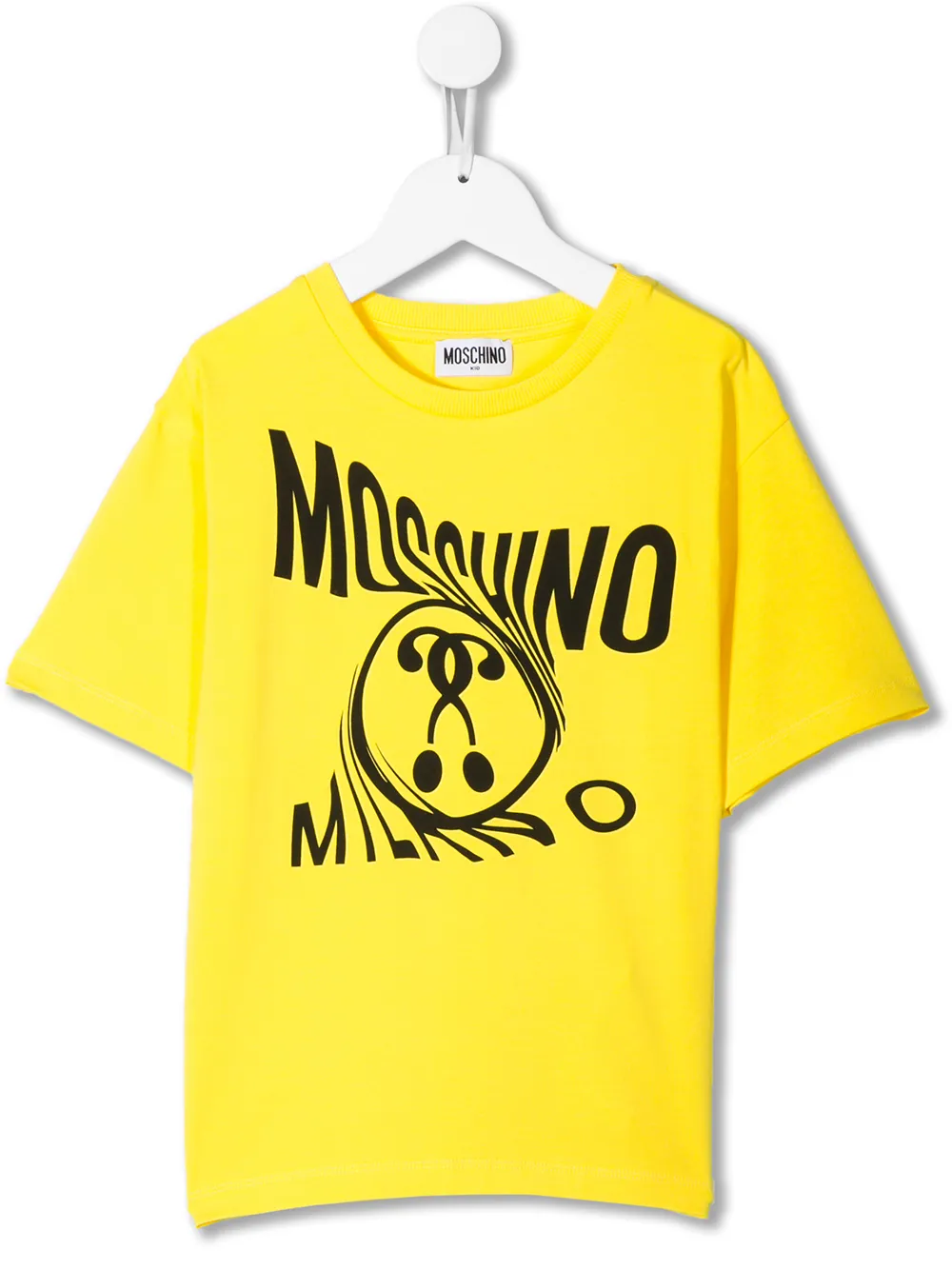 Moschino Kids' Warped Logo Print T-shirt In Yellow