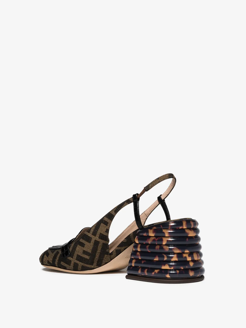 FENDI FENDI BLACK 70 MOCK CROC LEATHER SLINGBACK PUMPS,8J7066AAXL14839044