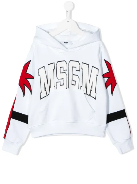 MSGM Kids sudadera con capucha y motivo de palmeras y logo