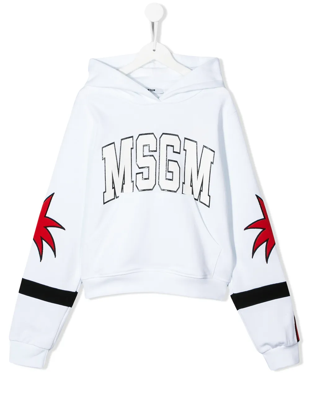 Msgm Teen Palm Tree Logo Hoodie In 白色
