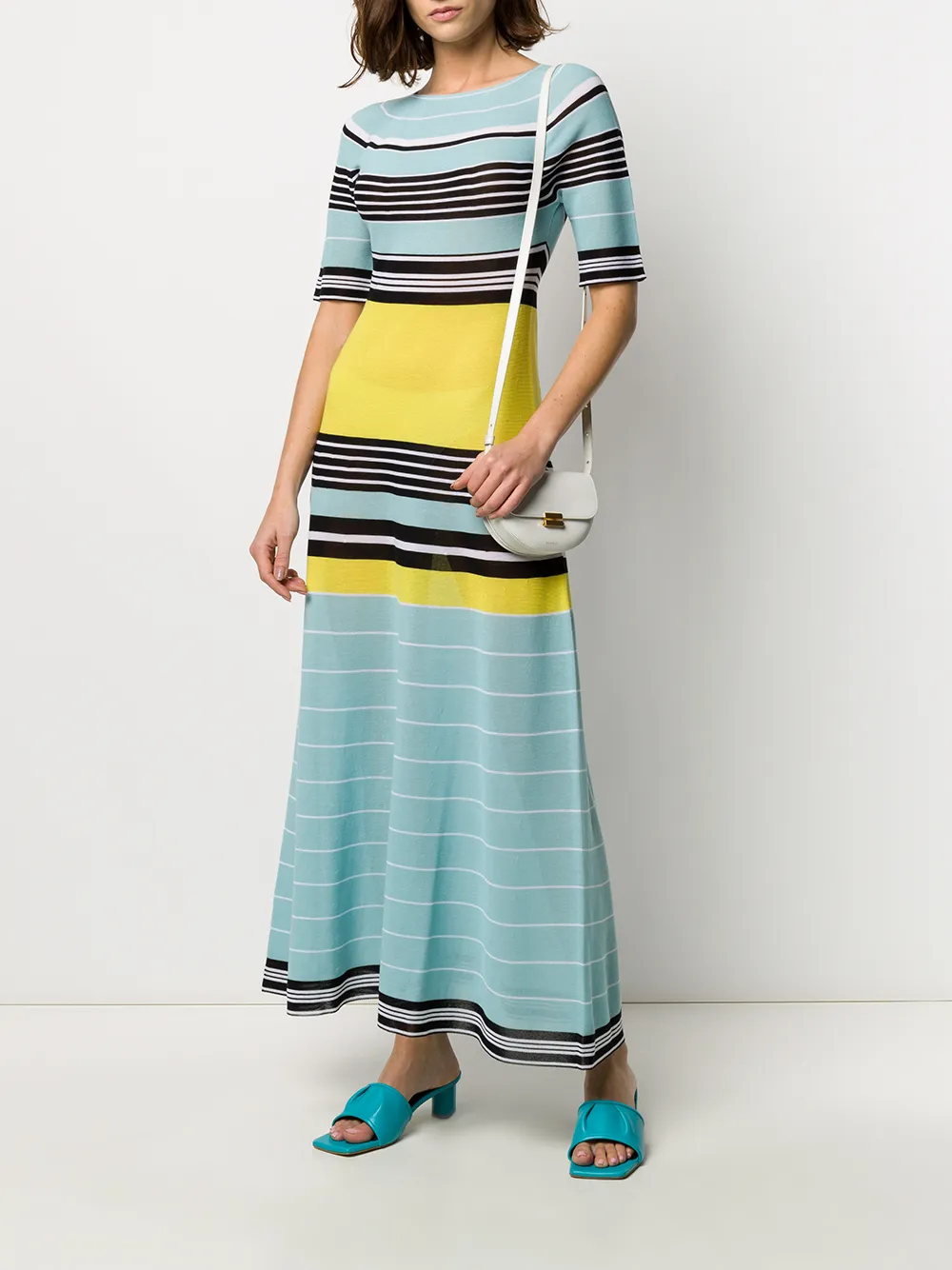 striped long knitted dress