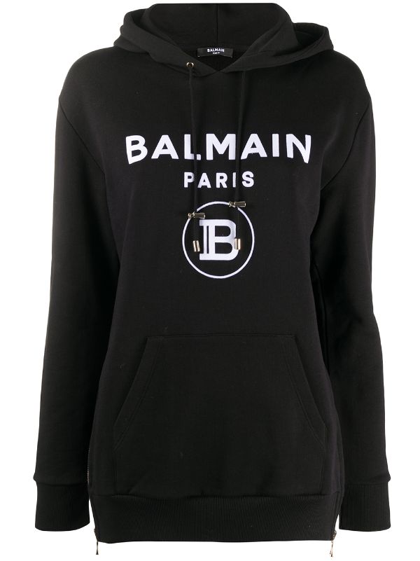 balmain logo print hoodie