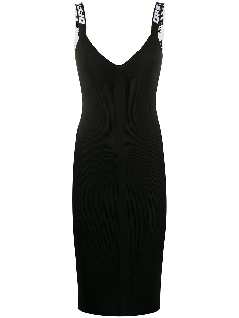 Off-White Ribbed Fitted Midi Dress | Farfetch.com