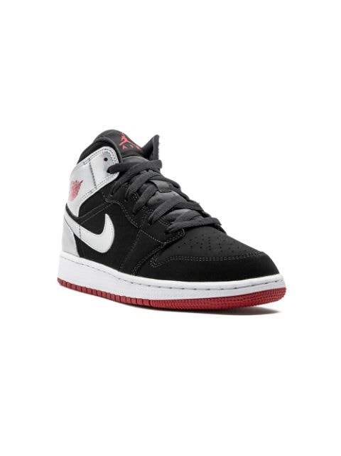 Jordan Kids - Air Jordan 1 Mid Black/Gym Red/Metallic Silver sneakers