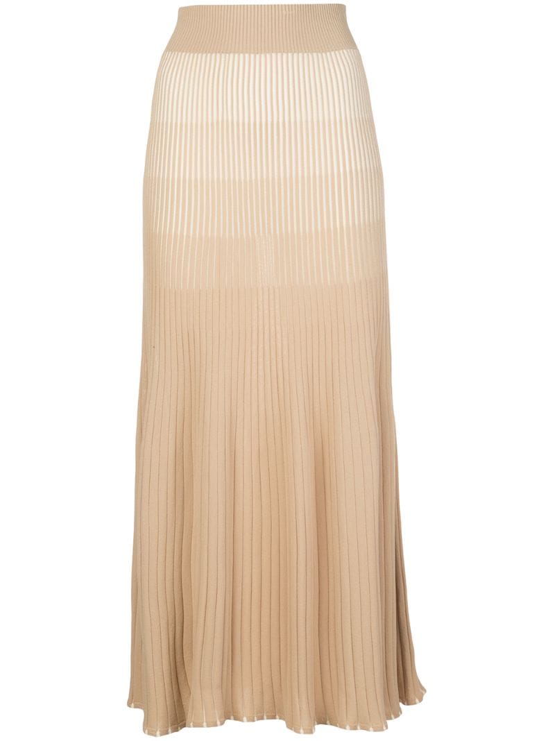 Nicholas Gradient Ribbed Knit Midi Skirt In Neutrals