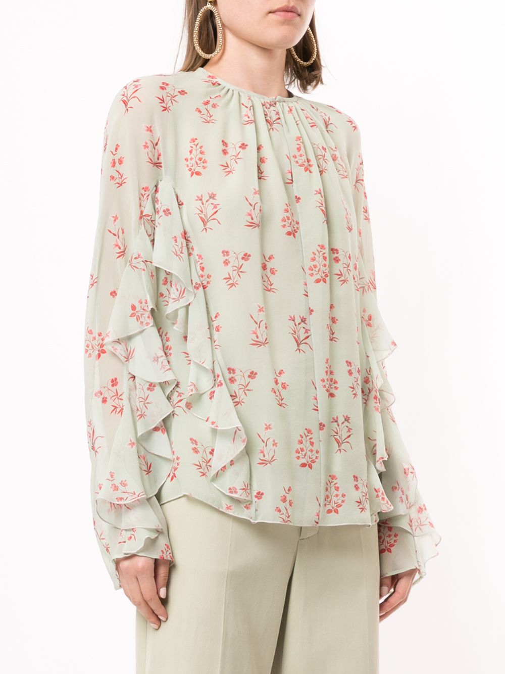 фото Giambattista valli floral-pattern ruffled blouse