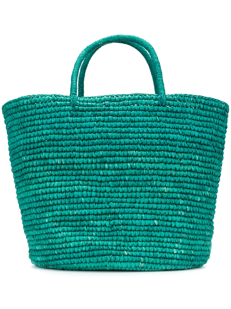Sensi Studio Woven Straw Tote In Green