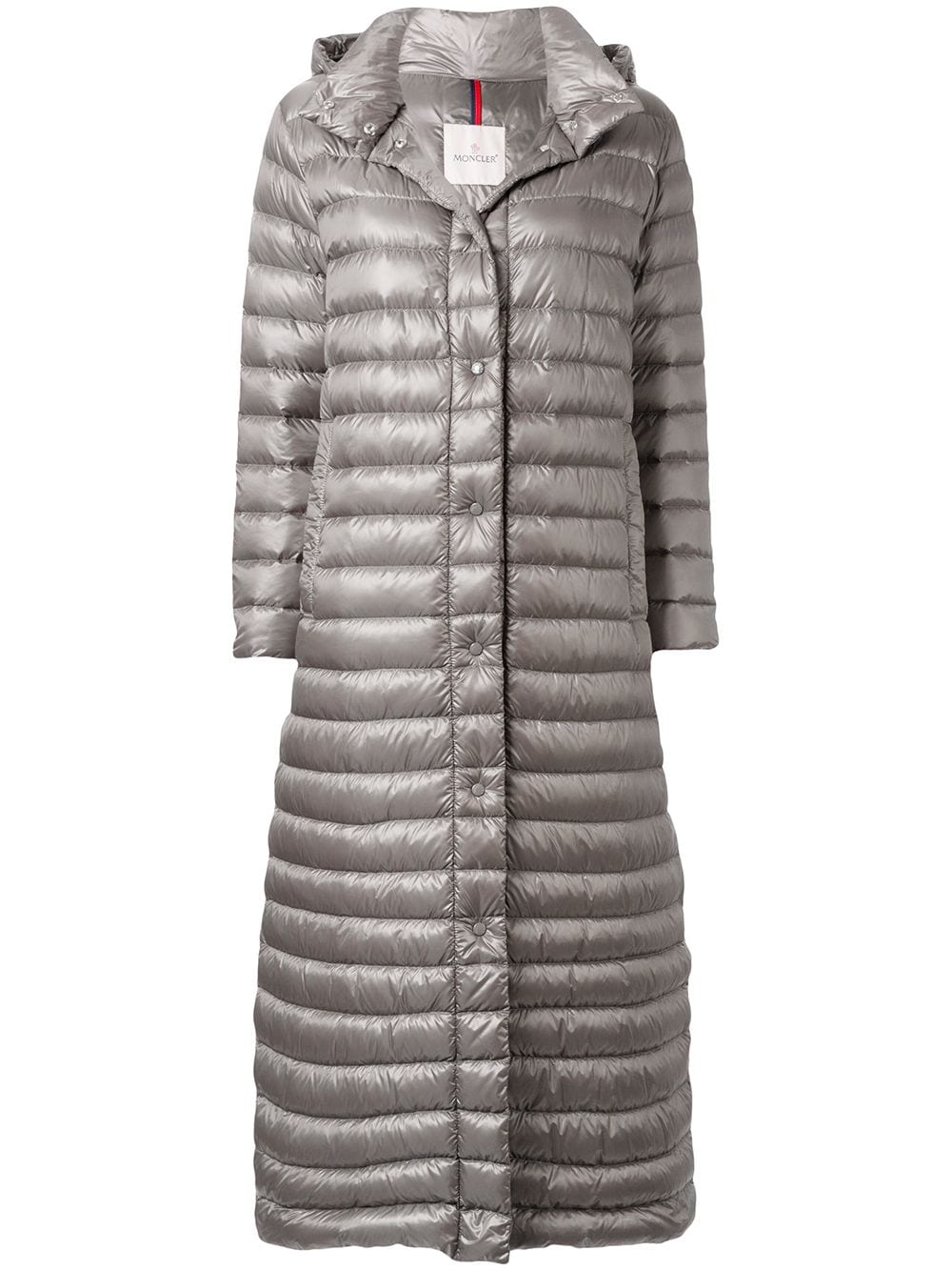 Moncler Padded Long Coat In Grey