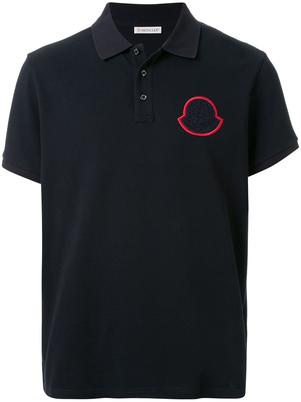 Moncler Logo Patch Polo Shirt In Black