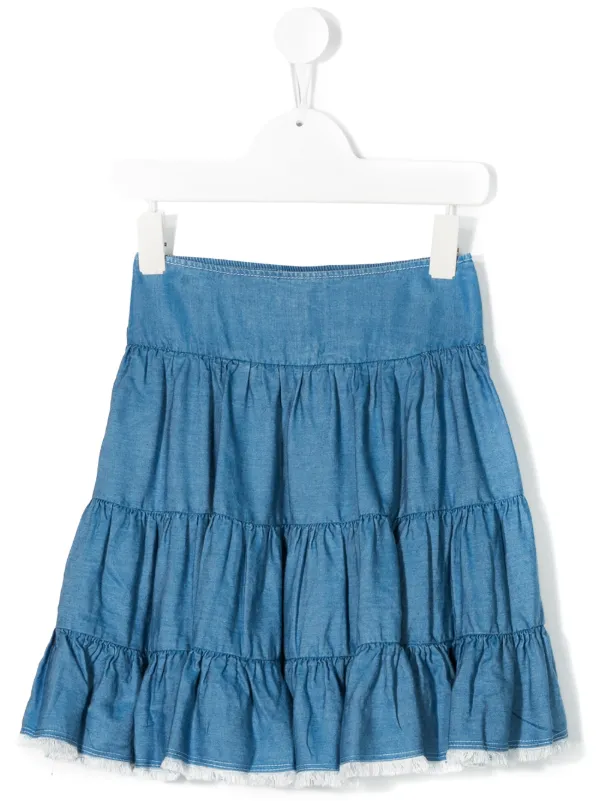 tiered denim skirt