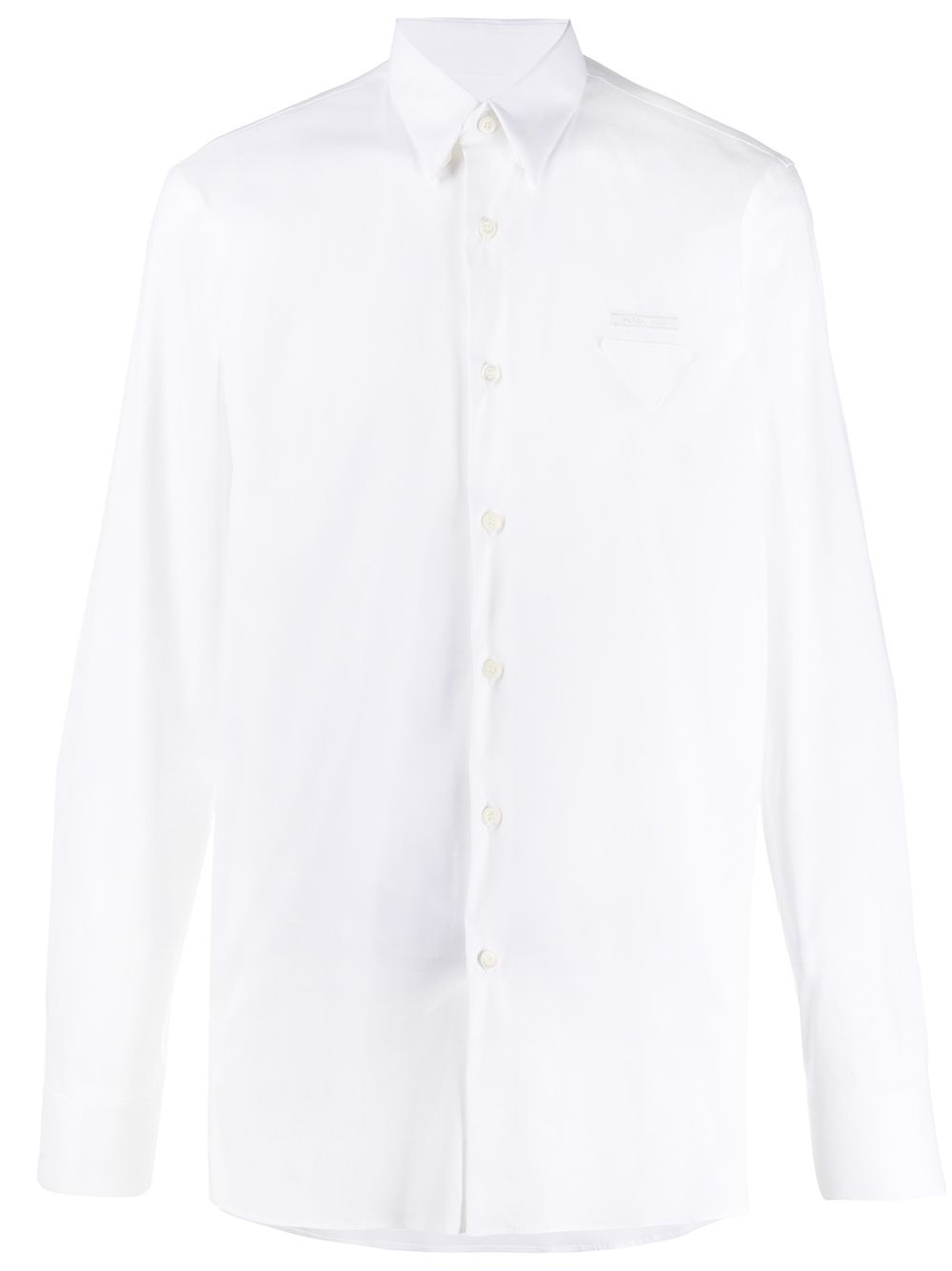 Prada Button Up Logo Detail Shirt In 白色