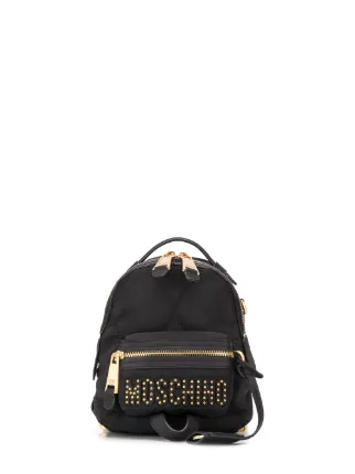 gold studded mini backpack Racer Metallic Mini: Women's Designer Backpack, Leather Thale Blanc Made of Coated Canvas Moschino Mini Studded Logo Backpack
