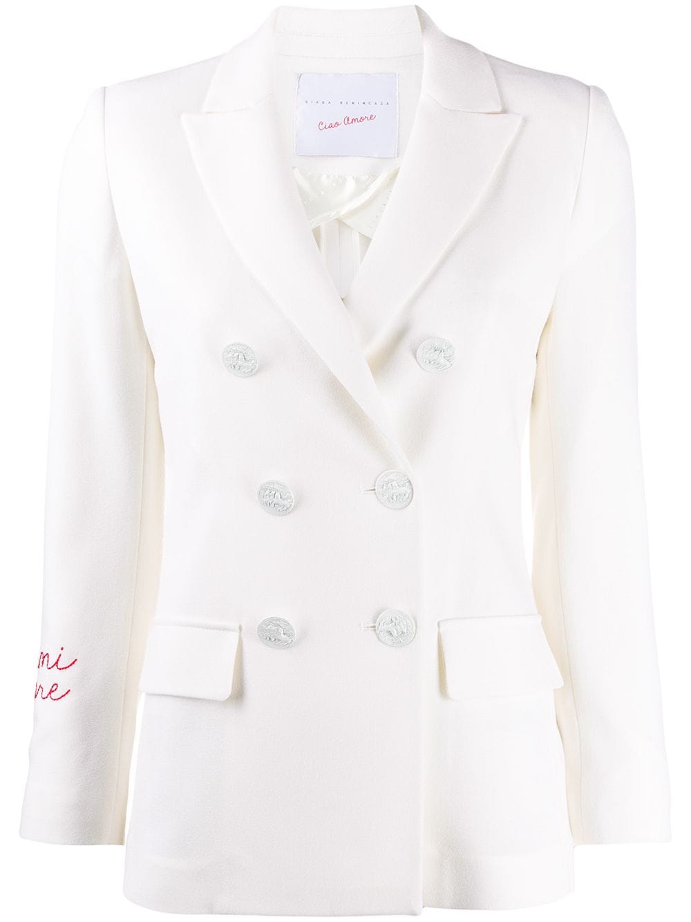 Giada Benincasa Embroidered Double Breasted Blazer In Neutrals