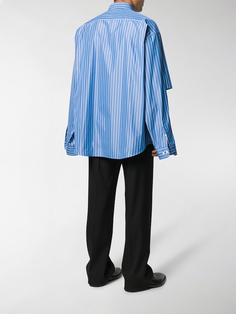 Balenciaga double sleeve striped shirt blue |