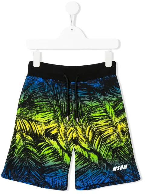 MSGM Kids short de jogging à motif de feuilles