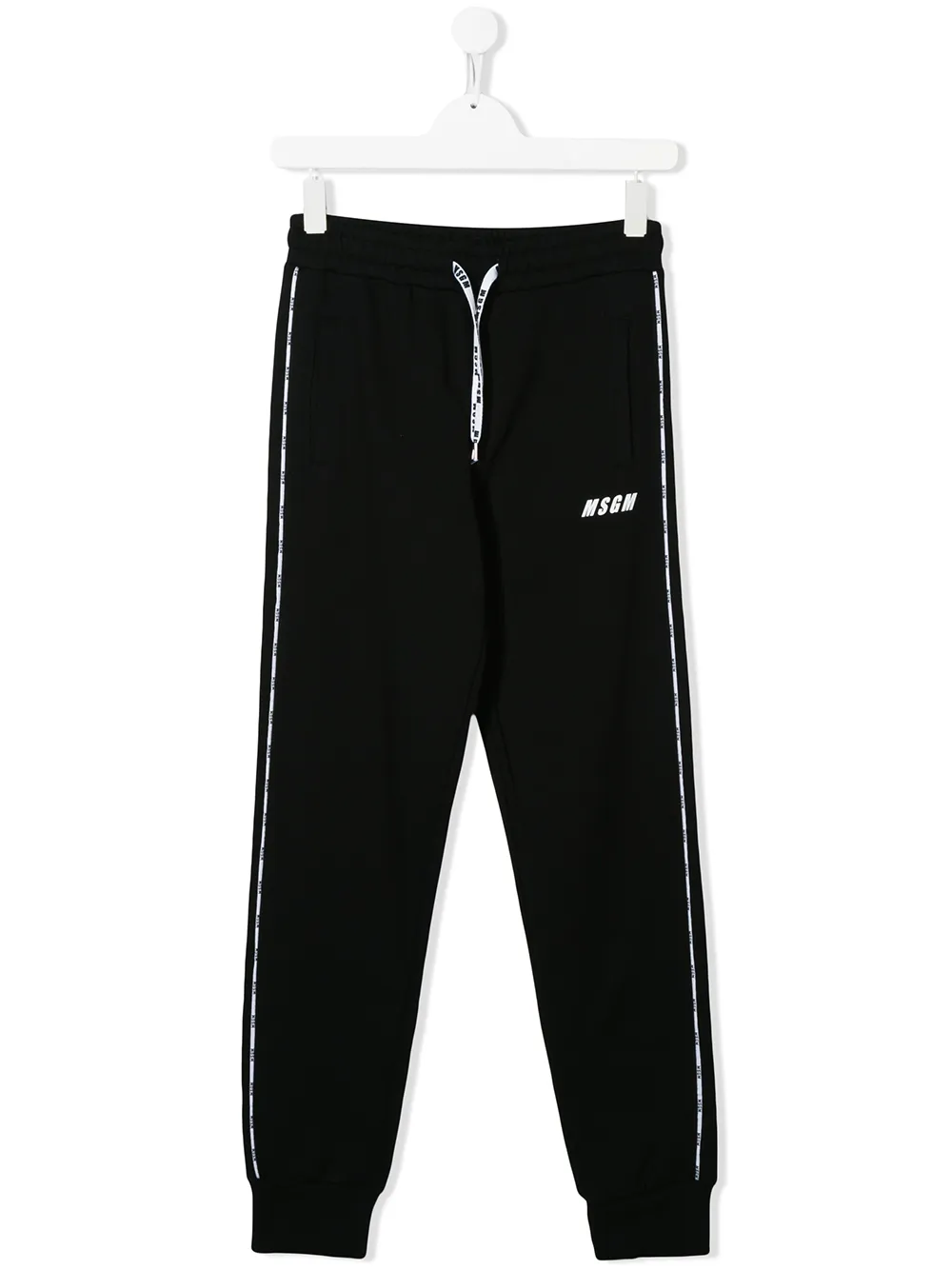 Msgm Kids' Contrast Logo Track Trousers In Black