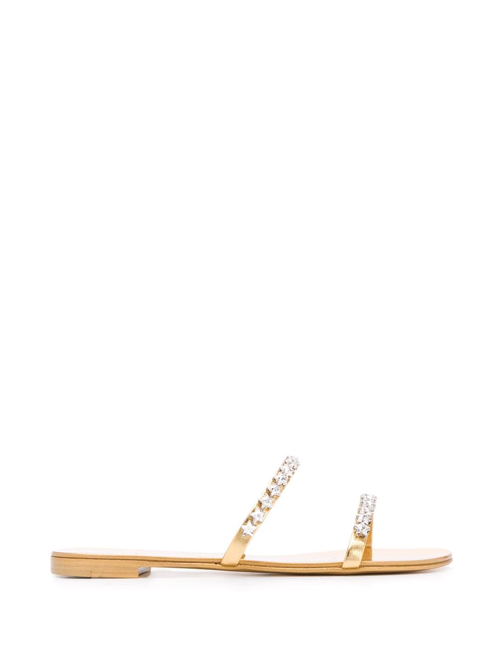 Shop Giuseppe Zanotti Star Crystal Flat Sandals In Gold