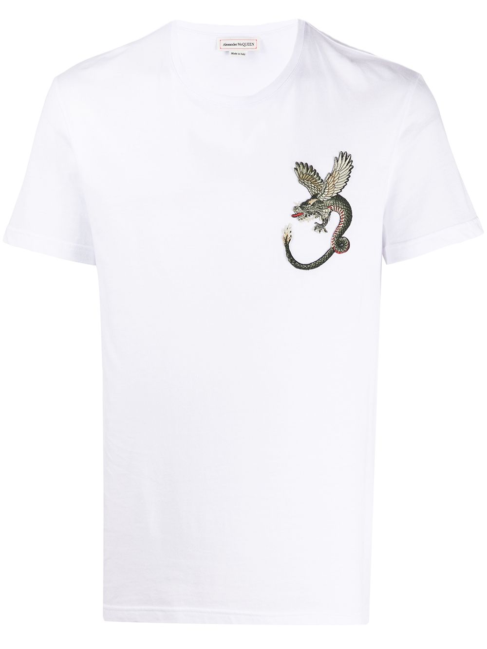 Alexander Mcqueen Dragon Patch T-shirt In White