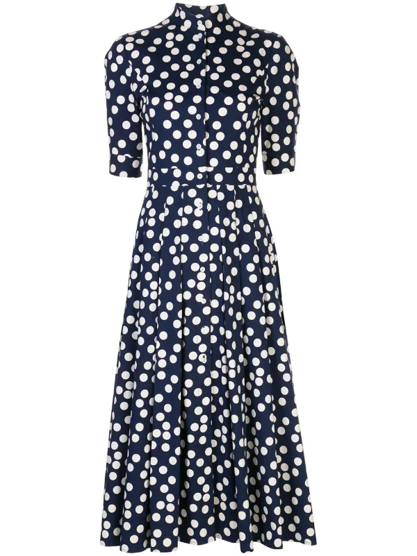 blue polka dot midi dress