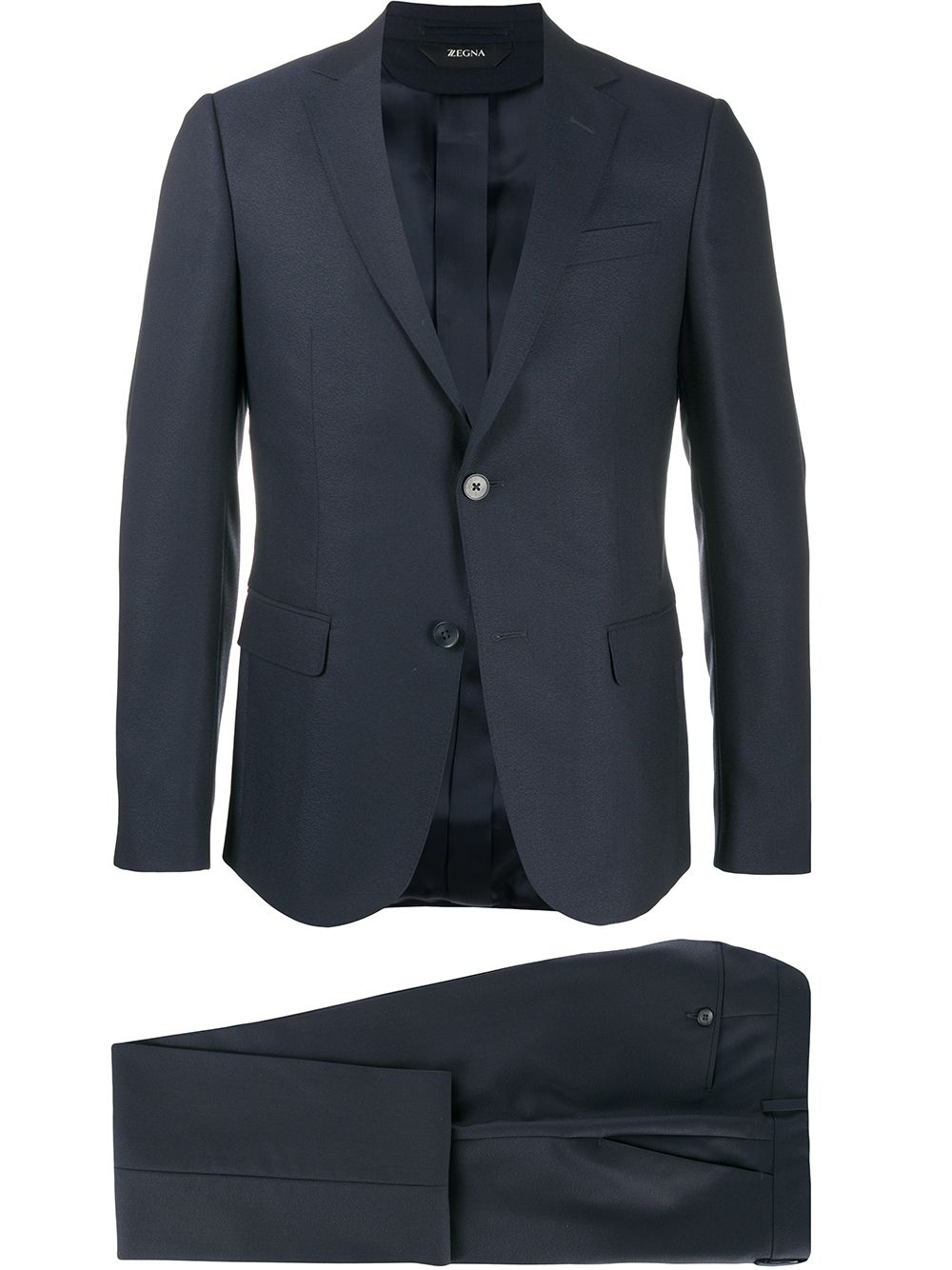 Ermenegildo Zegna Peaked Lapels Buttoned Suit In Blue