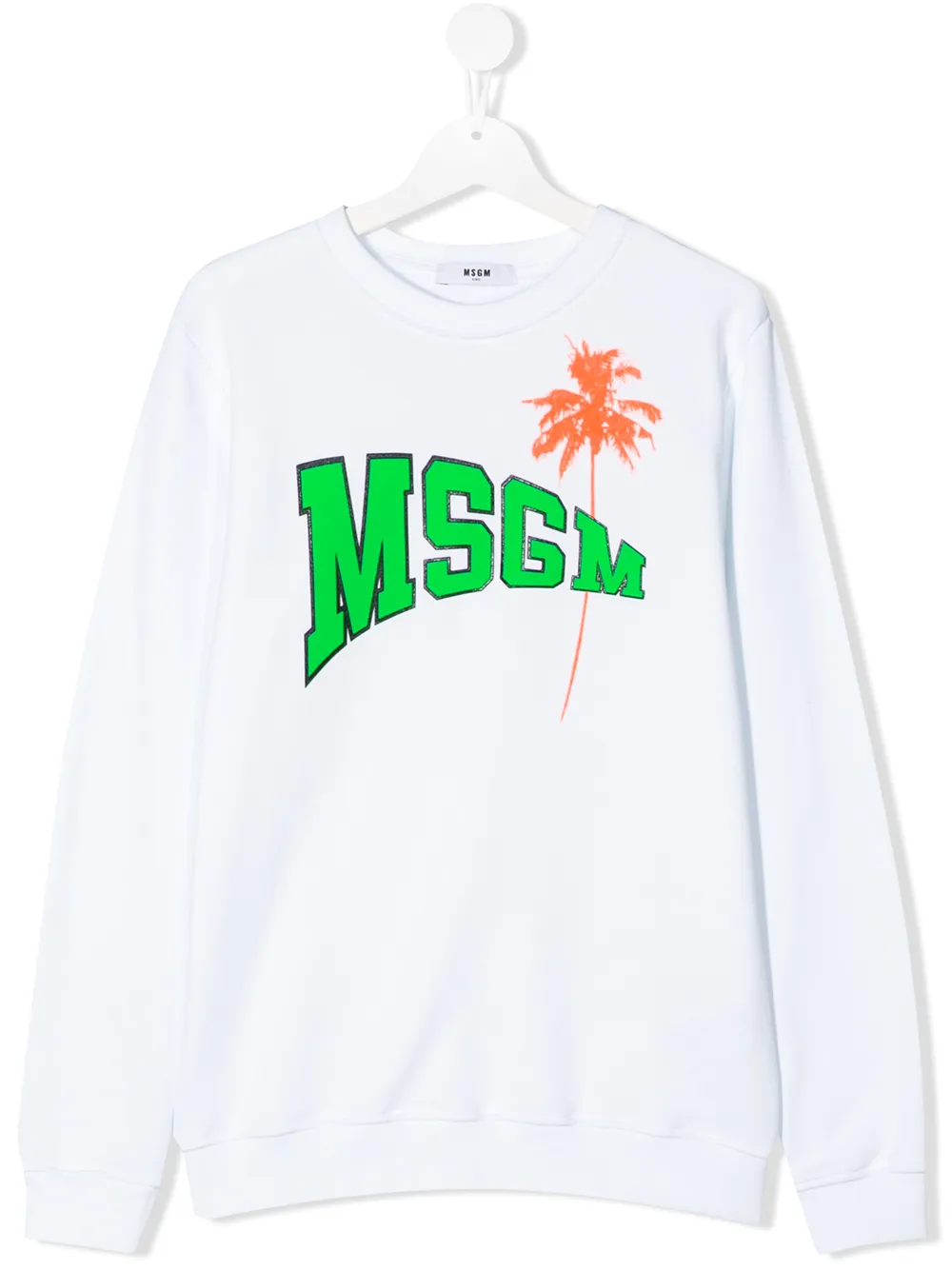 Msgm Teen Palm Tree Logo Sweatshirt In White