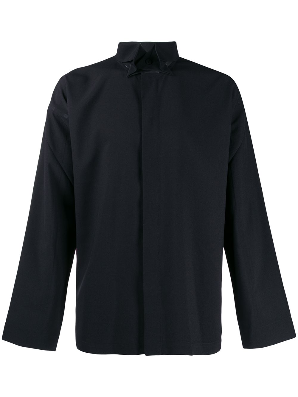 Issey Miyake Concealed Placket Shirt In Black