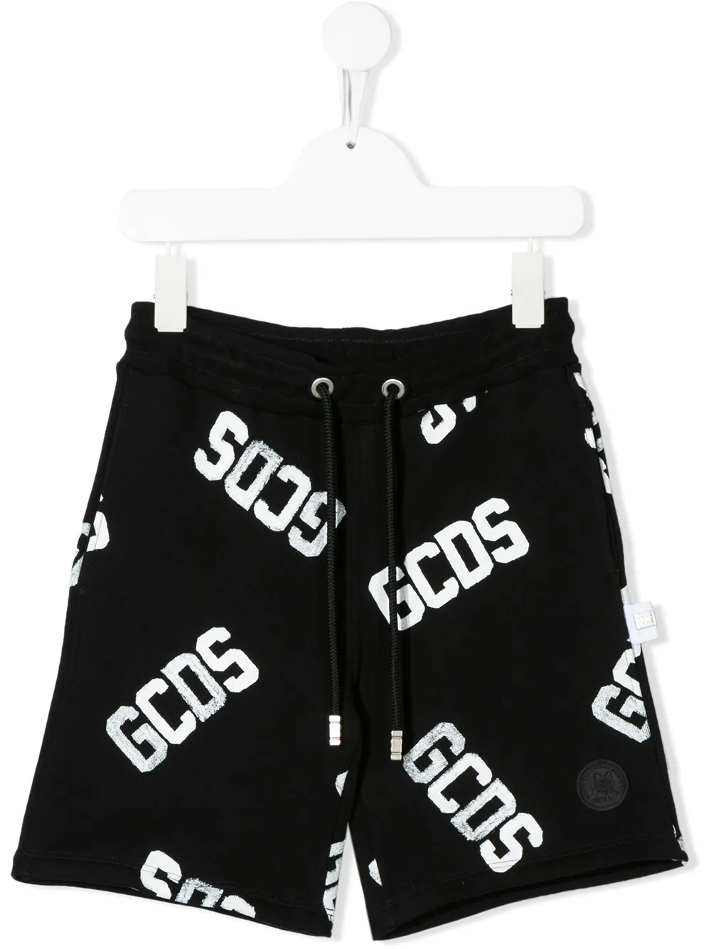 Gcds Kids' Relaxed-fit Logo-print Track Shorts In 黑色