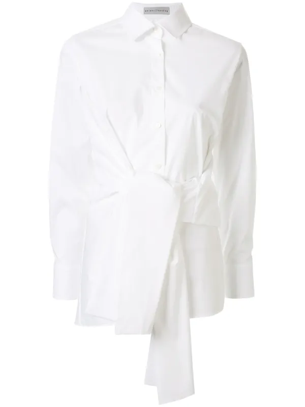 white tie waist shirt