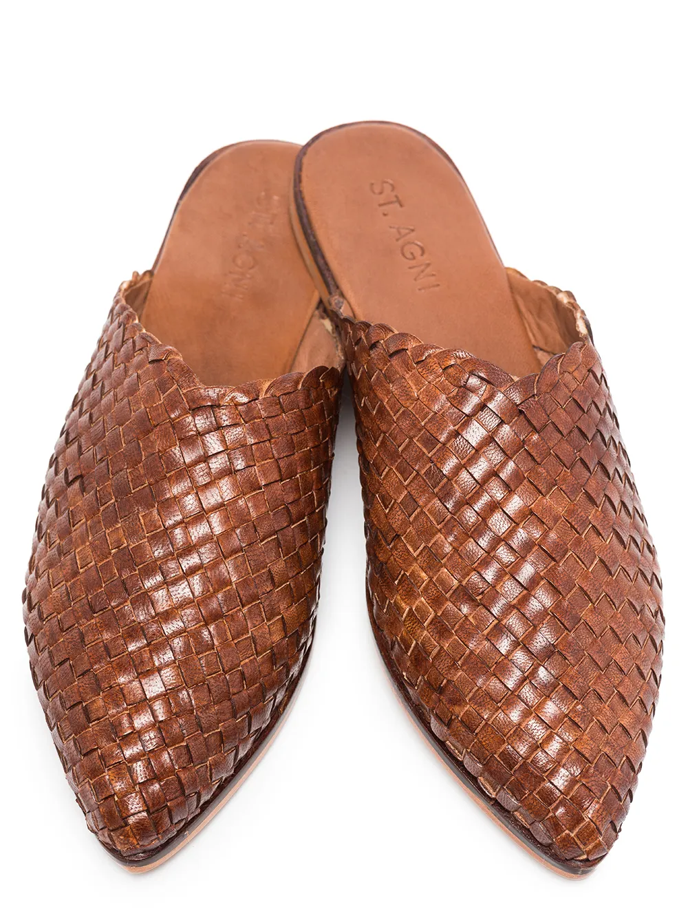 фото St. agni caio flat leather woven slippers