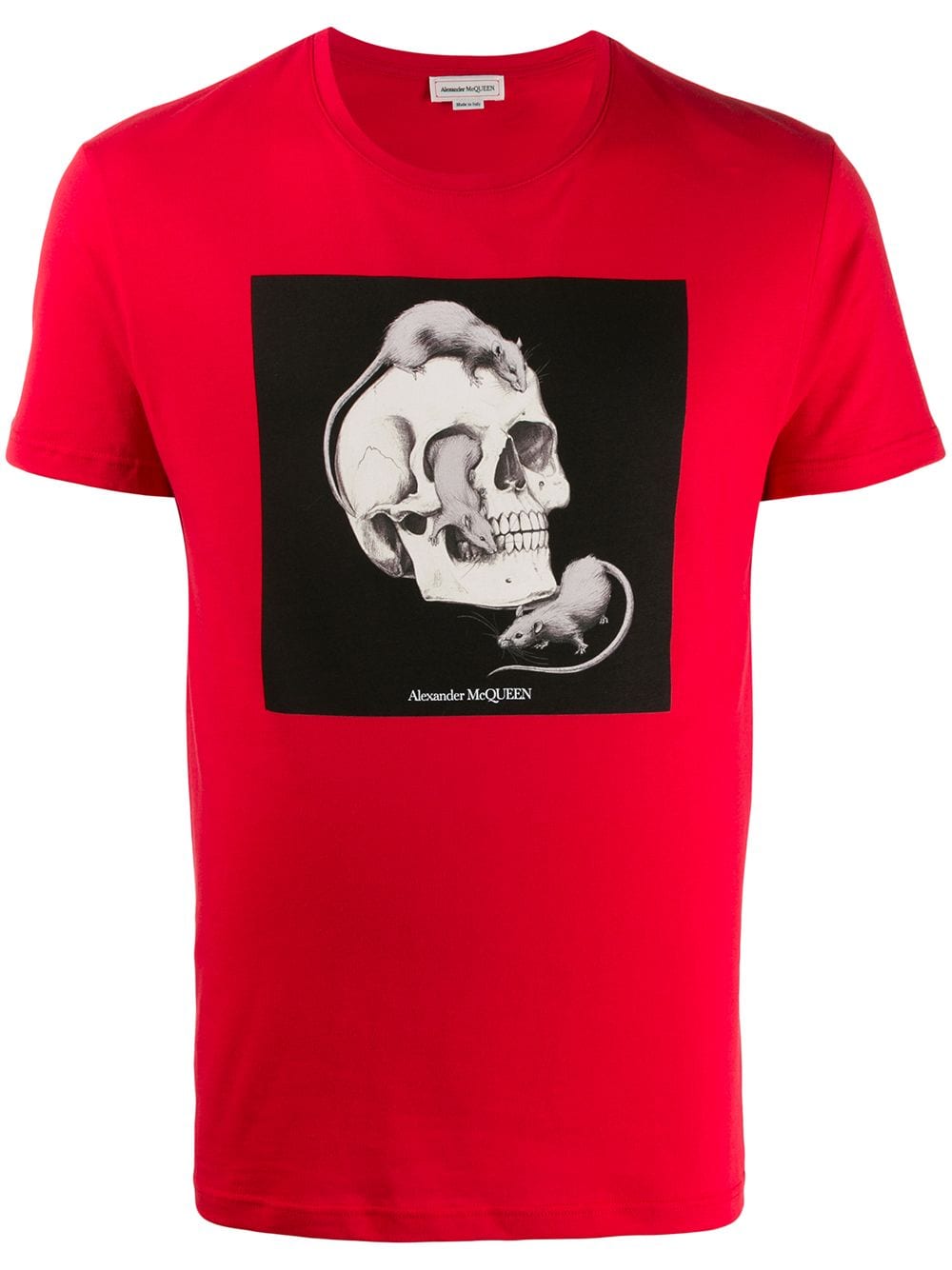 Alexander Mcqueen Skull Rat Print T-shirt In Red