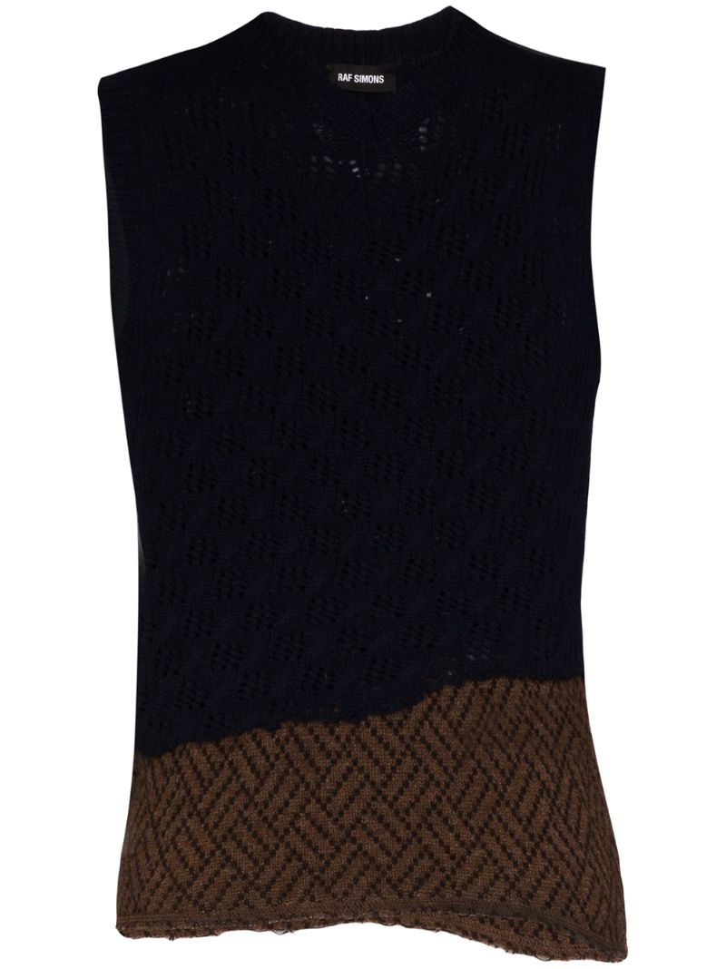 Shop Raf Simons Contrasting Panel Jumper Vest In Blue