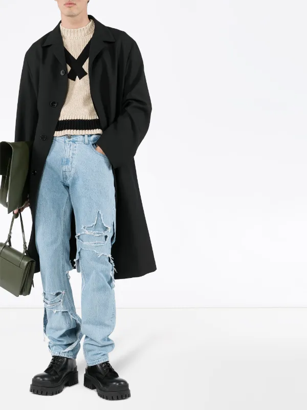 raf simons destroyed slim fit jeans