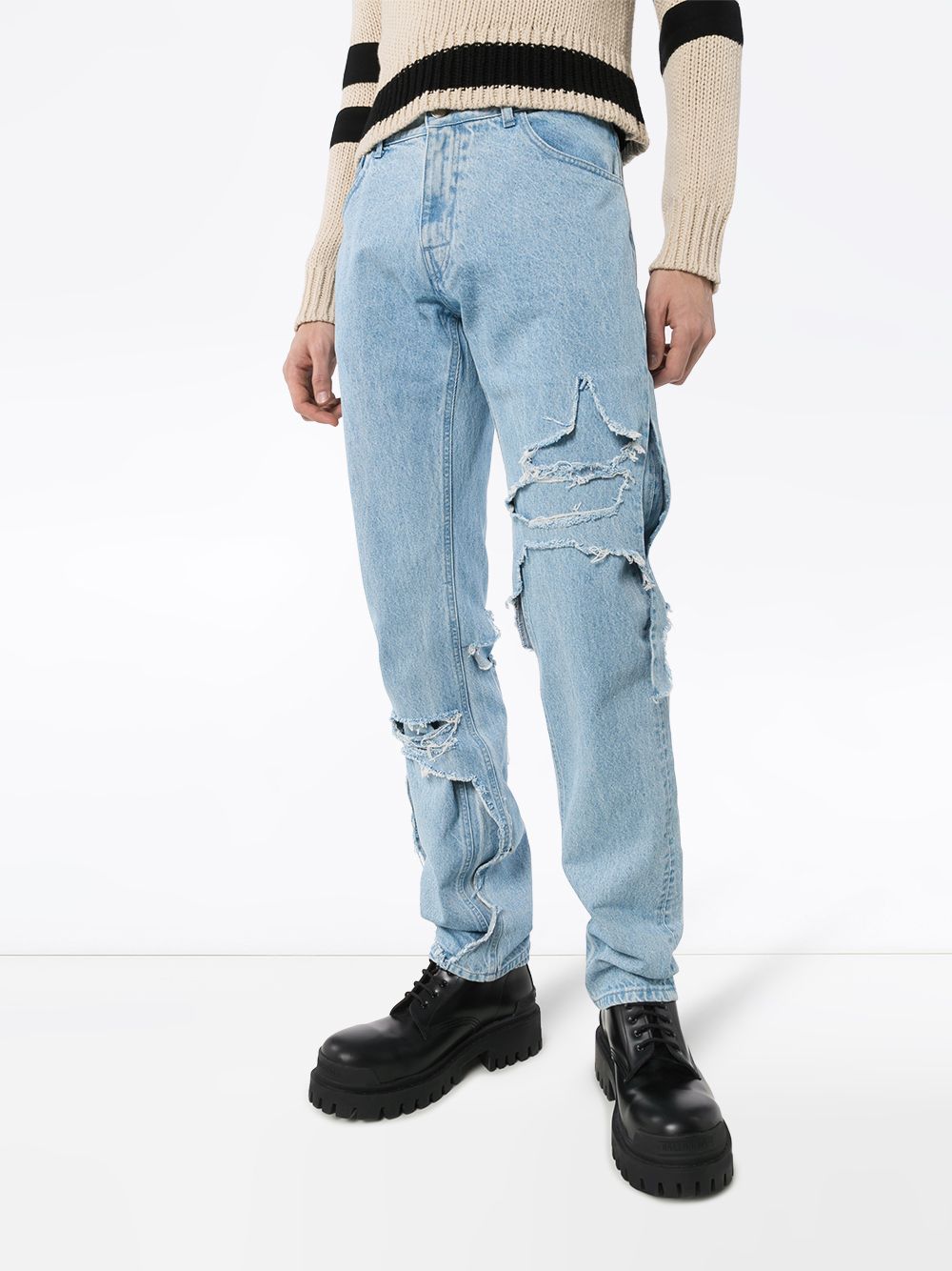 фото Raf simons многослойные джинсы с эффектом потертости