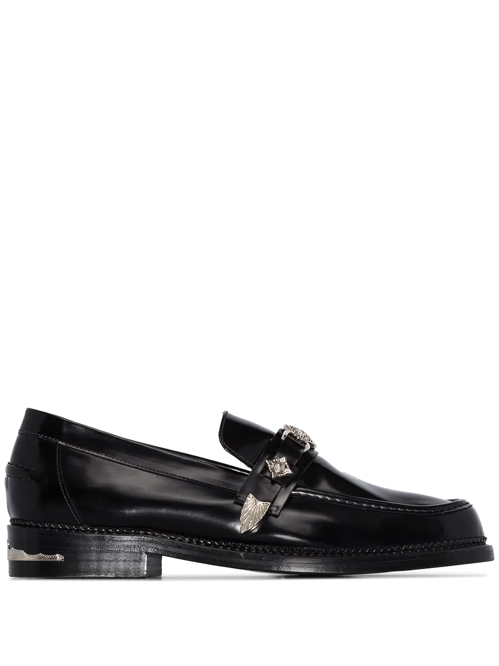 Shop Toga Virilis Buckled Strap Loafers In Schwarz