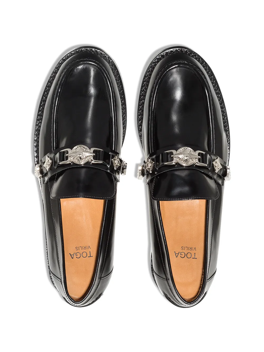 Shop Toga Virilis Buckled Strap Loafers In Schwarz