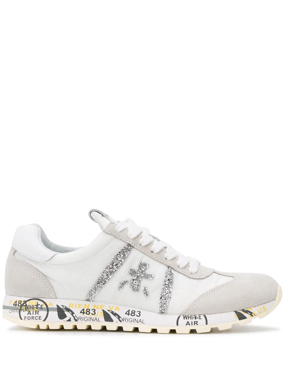 

Premiata tenis con rayas de purpurina Lucyd - Blanco