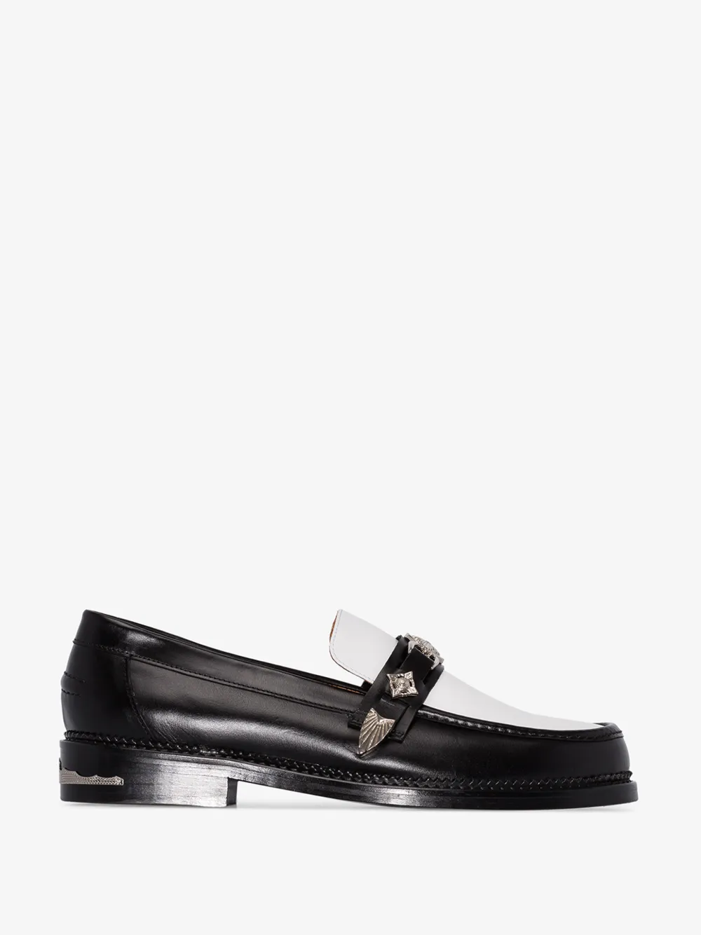 Toga Virilis Plaque-detailing Two-tone Loafers In Black