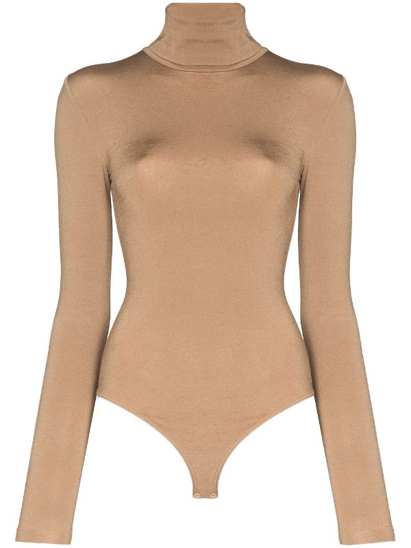 Wolford Wolford Colorado Turtle Neck Thong Body Suit Latte