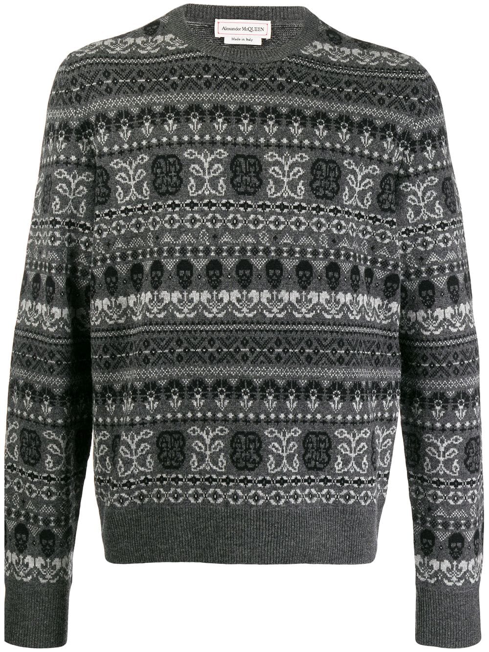 ALEXANDER MCQUEEN INTARSIA-KNIT SKULL SWEATER