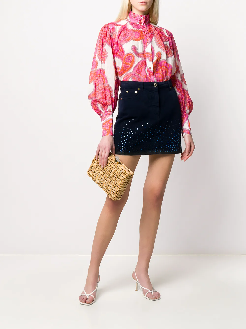 Alberta Ferretti Mini-rok met pailletten - Blauw