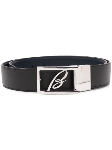 Brioni leather logo plaque belt