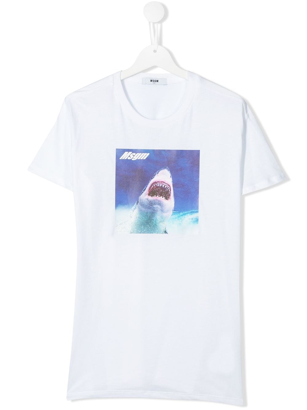 Msgm Teen Logo Shark Graphic T-shirt In White