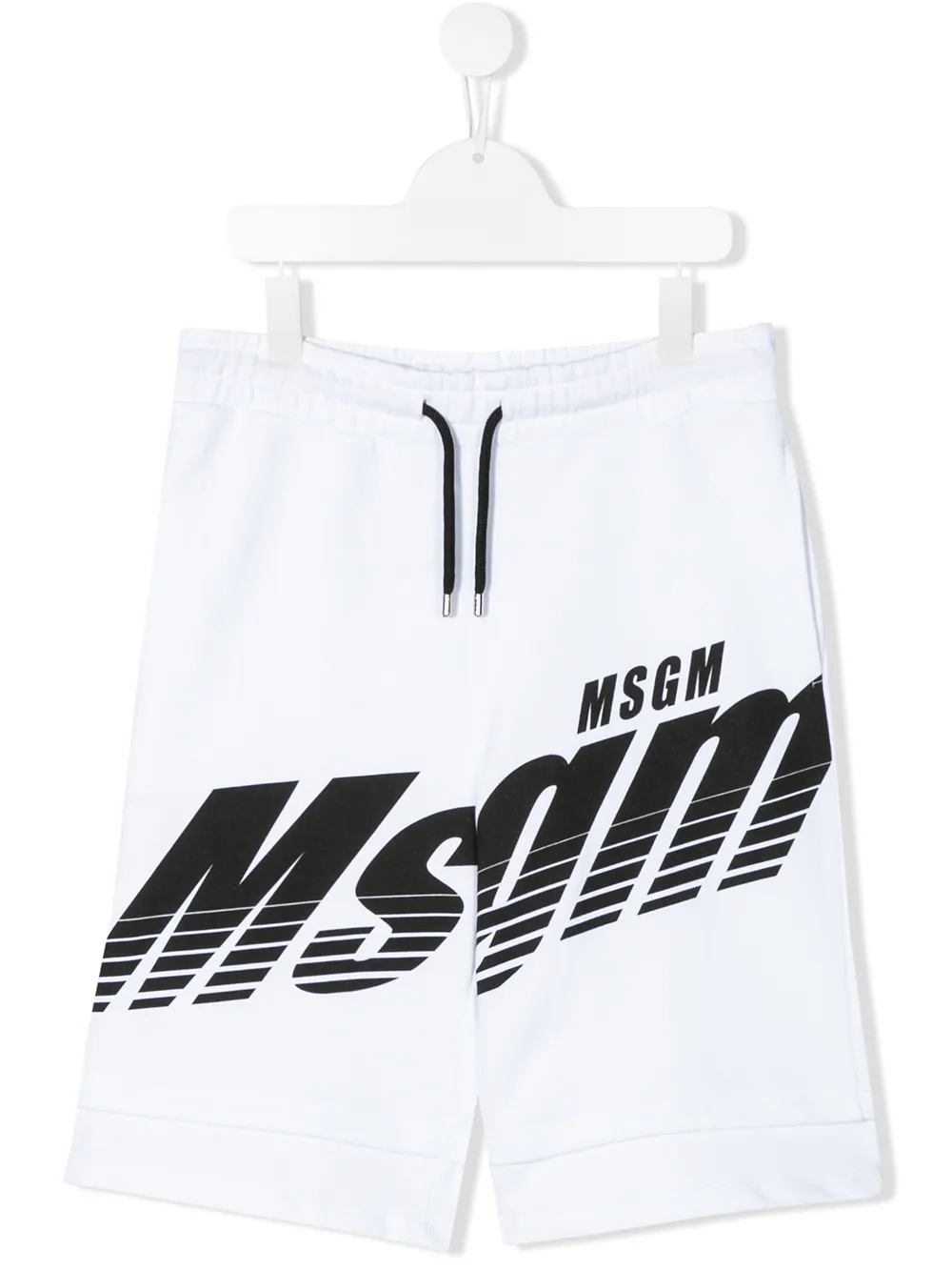 Msgm Teen Printed Logo Shorts In White